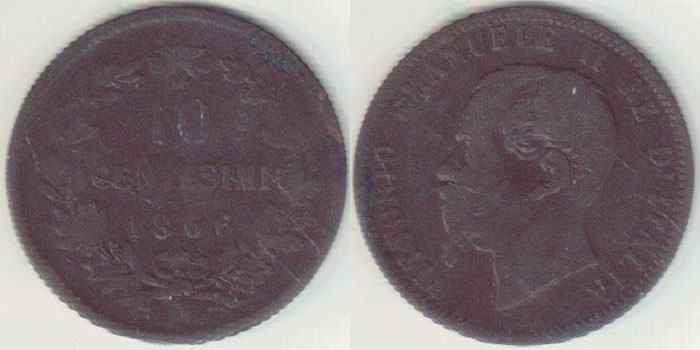 1866 N Italy 10 Centesimi A003713